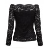 Sexy Women Hollow Out Lace Blouse Off Shoulder Slash Neck Long Sleeves Elegant Ladies Top Shirt