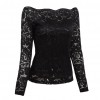 Sexy Women Hollow Out Lace Blouse Off Shoulder Slash Neck Long Sleeves Elegant Ladies Top Shirt