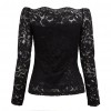 Sexy Women Hollow Out Lace Blouse Off Shoulder Slash Neck Long Sleeves Elegant Ladies Top Shirt