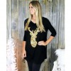 Autumn Winter Women Blouse Long Sleeves Sparkling Sequin Deer Casual Loose Christmas Top Pullover