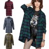 New Autumn Women Oversized Plaid Tartan Shirt Buttons Pocket Turn-down Collar Long Sleeve Baggy Check Blouse Tee Shirt