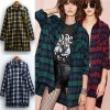 New Autumn Women Oversized Plaid Tartan Shirt Buttons Pocket Turn-down Collar Long Sleeve Baggy Check Blouse Tee Shirt