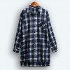 New Autumn Women Oversized Plaid Tartan Shirt Buttons Pocket Turn-down Collar Long Sleeve Baggy Check Blouse Tee Shirt