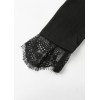 New Fashion Sexy Women Deep V Neck Long Sleeve T-Shirt Eyelash Lace Splice Casual Loose Top Tee Black