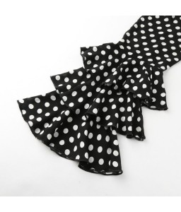 Women Polka Dot Ruffle Blouse Top Long Sleeves O-Neck Elegant Casual Shirt Black