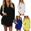 Fashion Women Spring Shirt Long Sleeve Turn-down Collar Asymmetric Solid Casual Loose Top Blouse