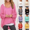 New Fashion Women Blouses O neck Batwing Long Sleeve Irregular Hem Casual Loose Solid Shirts Top 9 Colors