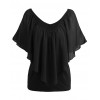 Sexy Women Blouse V Neck Cold Shoulder Ruffles Sleeveless Solid T-Shirt Vest Tank Summer Casual Tops