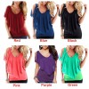 Sexy Women Blouse V Neck Cold Shoulder Ruffles Sleeveless Solid T-Shirt Vest Tank Summer Casual Tops