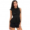 Summer Fashion Women Asymmetric Ruffle Side Peplum Top Turtleneck Sleeveless Back Zipper Blouses