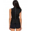 Summer Fashion Women Asymmetric Ruffle Side Peplum Top Turtleneck Sleeveless Back Zipper Blouses