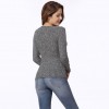 Women Sexy V Neck Knit Top Slim Pullover Cross Lace Up Shirt Long Sleeves Grey