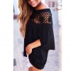 T-Shirt Women Summer Casual Crochet Splicing Hollow Out One Shoulder Top Tee Shirt