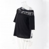 T-Shirt Women Summer Casual Crochet Splicing Hollow Out One Shoulder Top Tee Shirt