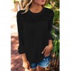 Women Chiffon Blouse Shirt Sheer Lace Cut Out O-Neck Ruffle Flare Sleeve Solid Casual Loose Top