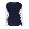 Women T-shirt Floral Crochet Lace Splicing Dropped Shoulders Hollow Out Long Sleeve Casual Tops