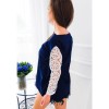 Women T-shirt Floral Crochet Lace Splicing Dropped Shoulders Hollow Out Long Sleeve Casual Tops