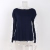 Women T-shirt Floral Crochet Lace Splicing Dropped Shoulders Hollow Out Long Sleeve Casual Tops