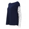 Women T-shirt Floral Crochet Lace Splicing Dropped Shoulders Hollow Out Long Sleeve Casual Tops