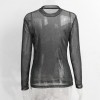 Sexy Women Mesh Top Solid Long Sleeve Transparent T-Shirt Nightclub Streetwear Blouse Top Black