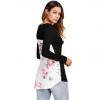 New Fashion Women Floral Printed T-shirt Cross V Neck Long Sleeves Asymmetric Tee Shirt Tops