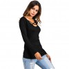 New Fashion Women Floral Printed T-shirt Cross V Neck Long Sleeves Asymmetric Tee Shirt Tops