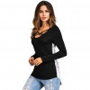 New Fashion Women Floral Printed T-shirt Cross V Neck Long Sleeves Asymmetric Tee Shirt Tops