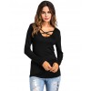 New Fashion Women Floral Printed T-shirt Cross V Neck Long Sleeves Asymmetric Tee Shirt Tops