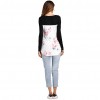 New Fashion Women Floral Printed T-shirt Cross V Neck Long Sleeves Asymmetric Tee Shirt Tops