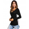 New Fashion Women Floral Printed T-shirt Cross V Neck Long Sleeves Asymmetric Tee Shirt Tops