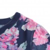 Women Floral Print Blouse Tops Vintage Autumn Clothing Button V Neck Long Sleeve Casual Pullover Dark Blue