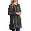 Autumn Women Plus Size Long Loose Blouse Special Print O-Neck Long Sleeves Vintage Pullover Top