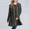 Autumn Women Plus Size Long Loose Blouse Special Print O-Neck Long Sleeves Vintage Pullover Top