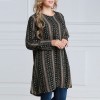 Autumn Women Plus Size Long Loose Blouse Special Print O-Neck Long Sleeves Vintage Pullover Top