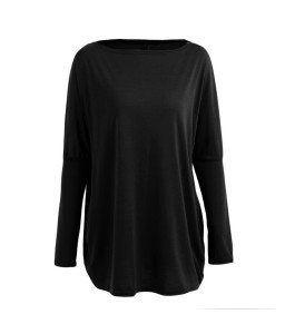 Autumn Women Loose Blouse Solid O-Neck Batwing Long Sleeves Casual Soft Top Pullover