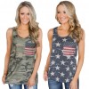 New Women Vest American Flag Start Striped Print O-Neck Sleeveless Backless Casual Loose Tank Top Pullover