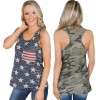 New Women Vest American Flag Start Striped Print O-Neck Sleeveless Backless Casual Loose Tank Top Pullover