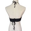 New Fashion Women Crop Top Crochet Knit V Halter Neckline Self Tie Sexy Camisole Bikini Top White/Black