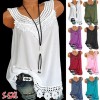 New Women Sleeveless Blouse Crochet Lace Hollow Out Solid Color Casual Elegant Vest Top Pullover