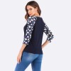 Women T-shirt Contrast Splicing Flower Print 3/4 Raglan Sleeve Round Neck Casual Spring Autumn Tops