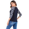 Women T-shirt Contrast Splicing Flower Print 3/4 Raglan Sleeve Round Neck Casual Spring Autumn Tops