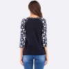 Women T-shirt Contrast Splicing Flower Print 3/4 Raglan Sleeve Round Neck Casual Spring Autumn Tops