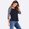 Women T-shirt Contrast Splicing Flower Print 3/4 Raglan Sleeve Round Neck Casual Spring Autumn Tops