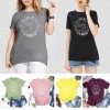 Fashion Women T-shirt Short Sleeves O Neck Mountains Slogan Letters Print Plus Size Cotton Cool Tees Casual Tops