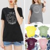 Fashion Women T-shirt Short Sleeves O Neck Mountains Slogan Letters Print Plus Size Cotton Cool Tees Casual Tops