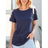 Women T-shirt Color Block Patchwork Leopard Print Round Neck Raglan Sleeve Irregular Hemline Casual Tops