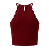 Solid Color Vest Crop Top Halter Neck Sleeveless Keyhole Button Bodycon Summer Camisole