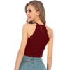 Solid Color Vest Crop Top Halter Neck Sleeveless Keyhole Button Bodycon Summer Camisole