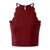 Solid Color Vest Crop Top Halter Neck Sleeveless Keyhole Button Bodycon Summer Camisole