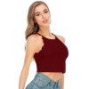 Solid Color Vest Crop Top Halter Neck Sleeveless Keyhole Button Bodycon Summer Camisole